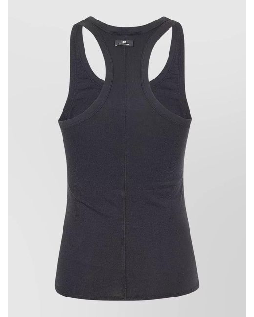 Elisabetta Franchi Blue Ribbed Jersey Racerback Tank Top