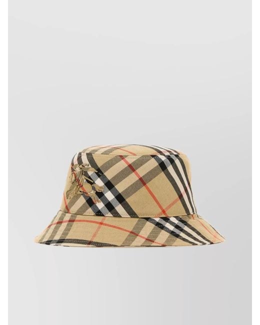 Burberry Natural Checkered Equestrian Patch Bucket Hat for men