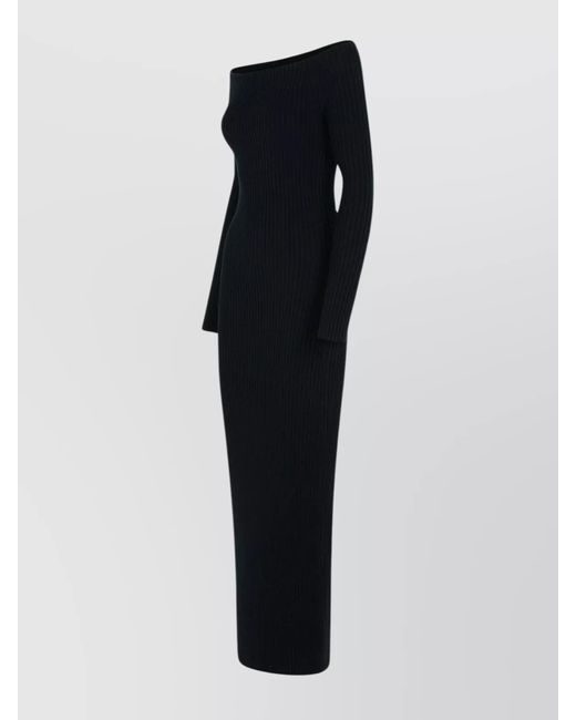 Max Mara Black Cashmere Wool Maxi Dress