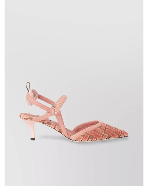 Fendi Pink Jacquard Slingback Pumps