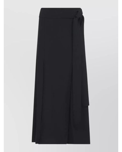 Studio Nicholson Black Pleated High Waist Skirt Wrap Belt