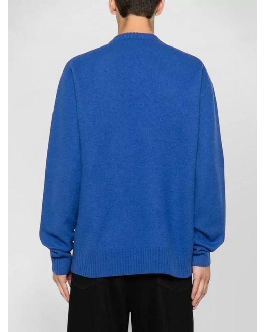 Jil Sander Blue Wool Turtleneck Sweater Long Sleeves for men