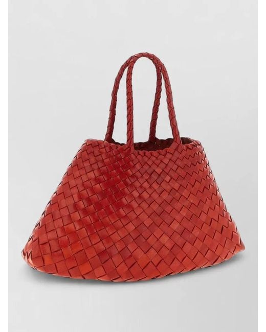 Dragon Diffusion Red Santa Croce Small Leather Tote Bag