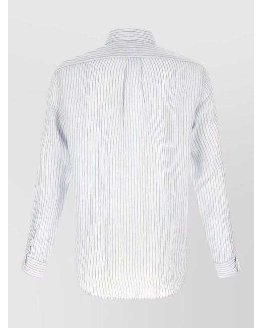 Polo Ralph Lauren White Striped Linen Long-Sleeve Shirt for men