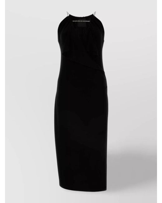 Givenchy Black Viscose Halterneck Sleeveless Cutout Midi Dress