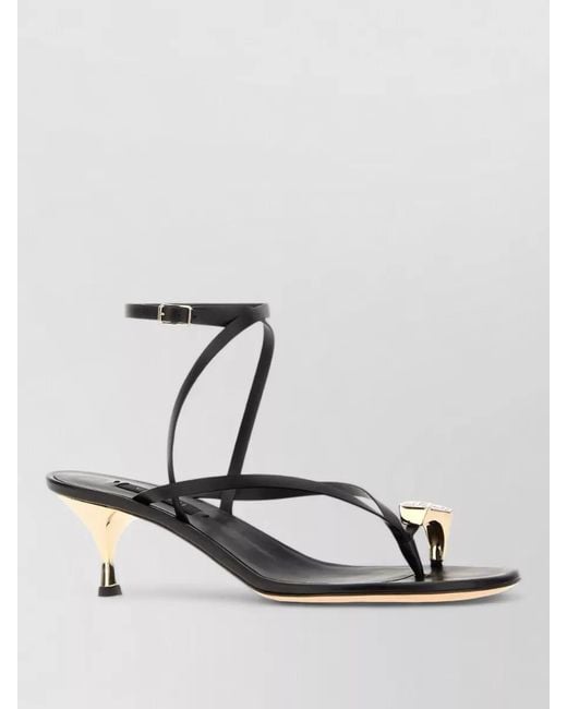 Casadei Multicolor Leather Thong Sandals Open Toe Metallic Heel