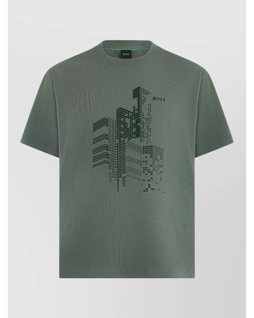 Boss Green Cotton T Shirt Crew Neck Print for men