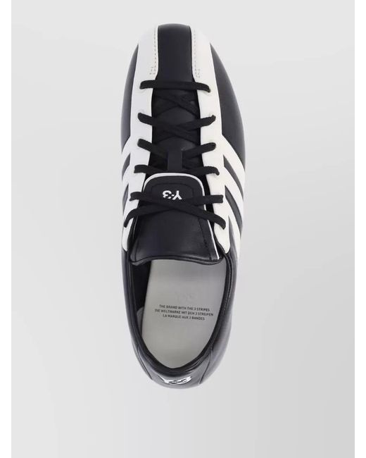 Y-3 Black Lace Up Low Top Shoes Contrast Stripes
