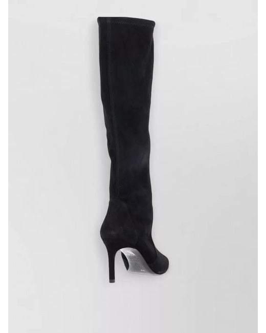 Stuart Weitzman Black Knee High Suede Pointed Toe Boots
