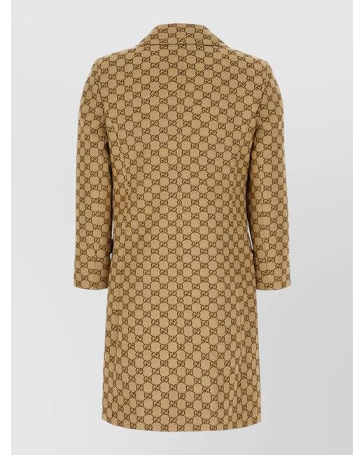 Gucci Natural Embroidered Cotton Blend Fitted Jacket