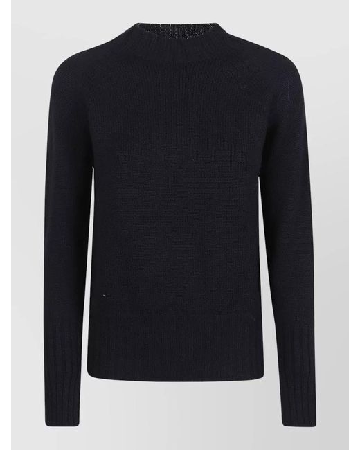 Drumohr Blue Long Sleeve Ribbed Crew Neck Knit Sweater