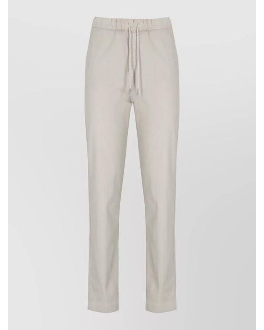 Panicale White Linen Blend Pants Drawstring Waist