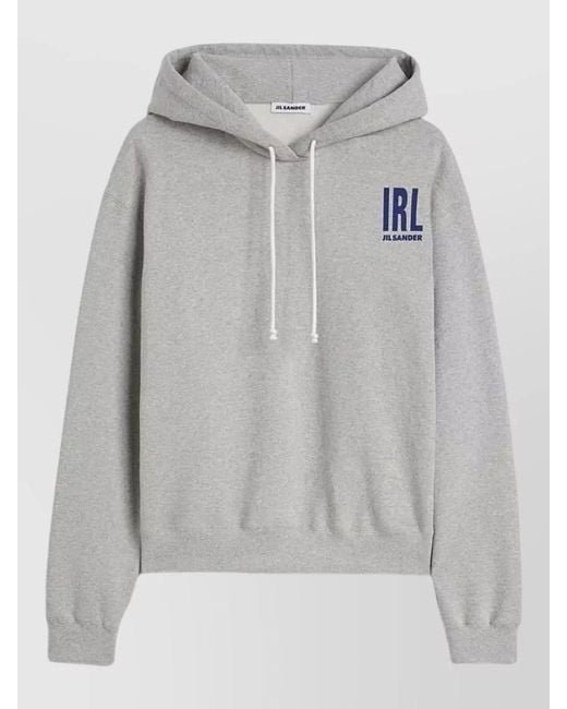 Jil Sander Gray Hooded Jersey Sweatshirt Long Sleeves for men