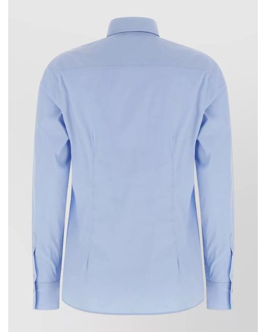 Xacus Blue Sara Collared Shirt Long Sleeves Pleated Back