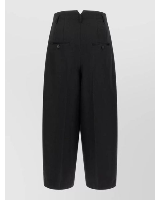 Jacquemus Black Virgin Wool Wide-Leg Cropped Suit Trousers
