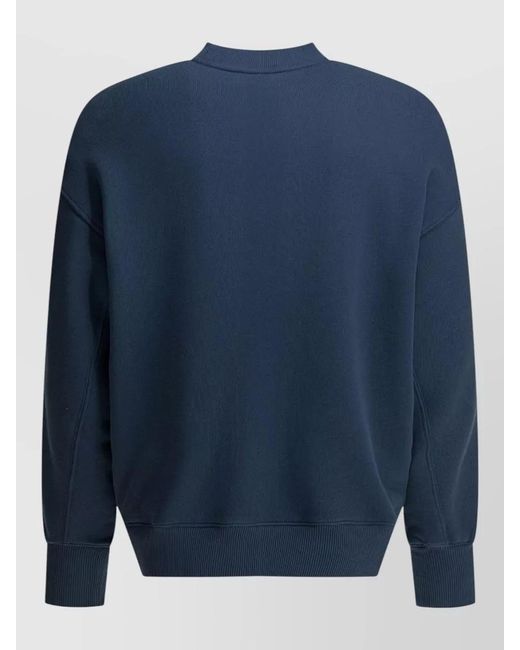 Autry Blue Logo Crew Neck Sweatshirt Ribbed Cuffs Hem for men
