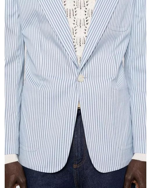 Vivienne Westwood White Blazer Notch Lapel Striped Nylon Blend Silk for men