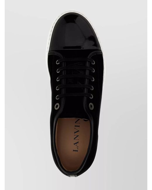 Lanvin Black Leather Low-Top Sneakers for men