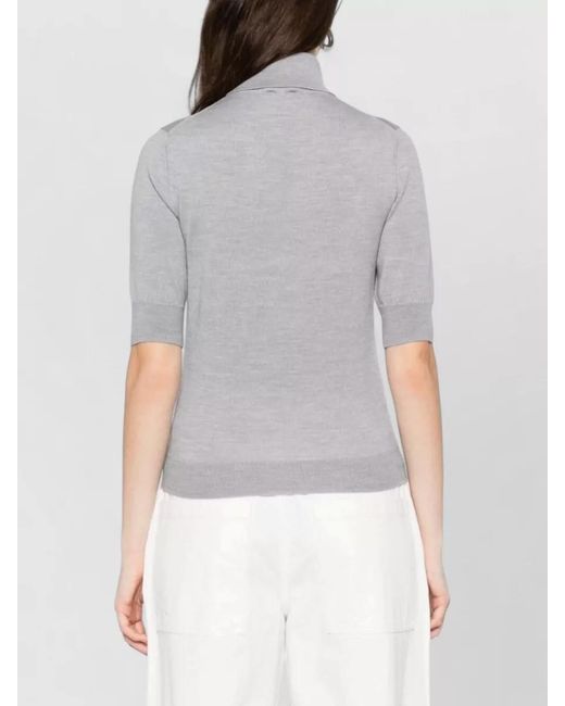 Herskind Gray Perry Wool Sweater Collared Short Sleeves