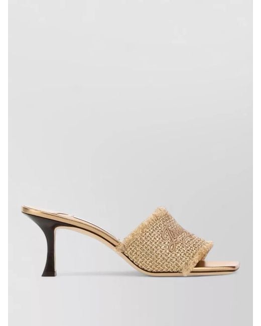 Jimmy Choo Natural Alexia 70 Mules Embroidered Strap Kitten Heel
