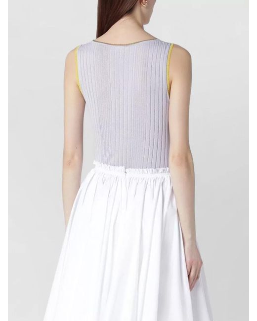 Roberto Collina White Ribbed Tank Top Contrast Trim