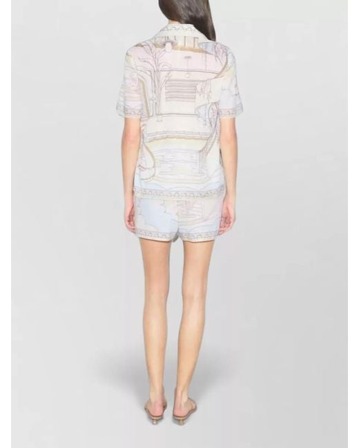 Tory Burch White Camp Sleep Shorts Relaxed Fit