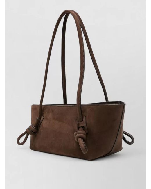 Hereu Brown Leather Knotted Shoulder Bag