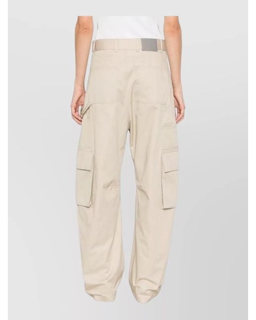 Balenciaga Natural Straight Pants Regular Fit Silk Nylon Blend