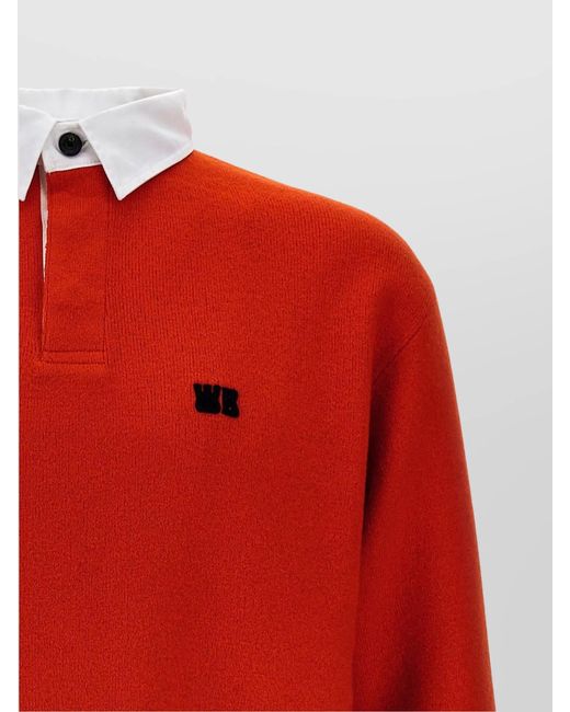Wales Bonner Red 'Cipher' Striped Long Sleeve Polo Shirt for men