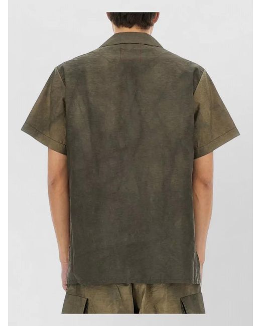 Uma Wang Green Terry Shirt Tie Dye Notched Collar for men
