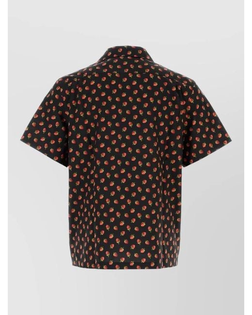 J.W. Anderson Black Poplin Shirt Collared Short Sleeves Floral for men