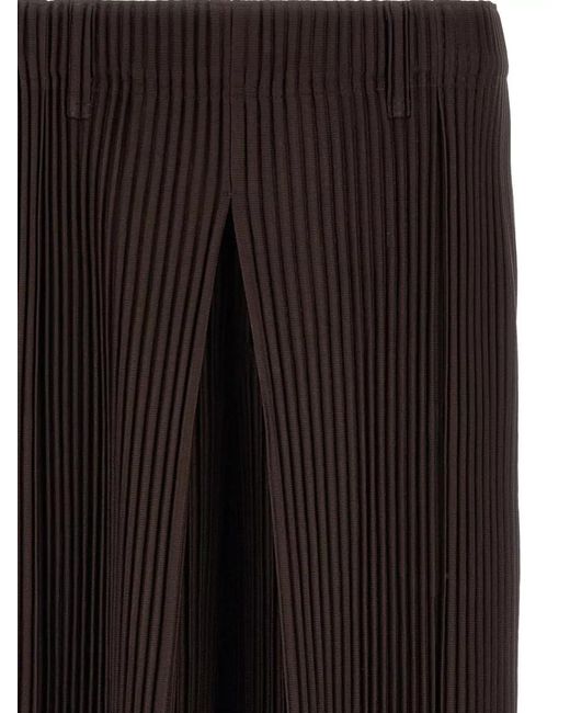 Homme Plissé Issey Miyake Black Tailored Bermuda Shorts Pleats Belt Loops Pockets for men