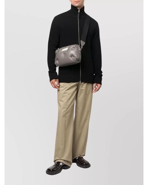 Maison Margiela Black Ribbed High Neck Zip-Up Cardigan for men