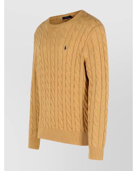 Polo Ralph Lauren Yellow Cable-Knit Cotton Crew-Neck Sweater for men