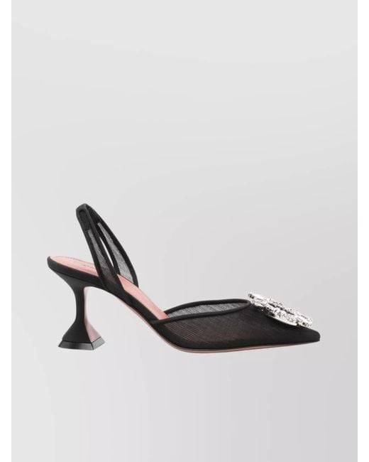 AMINA MUADDI Black Mesh Slingback Pumps
