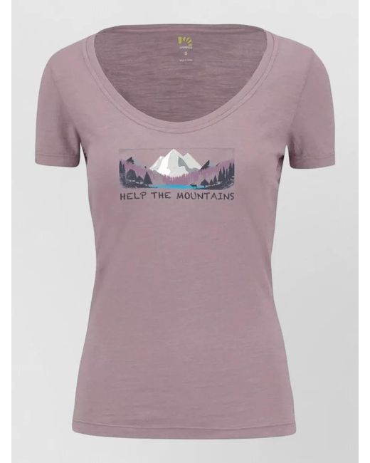 Karpos Purple Graphic Print Scoop Neck Short Sleeve Top