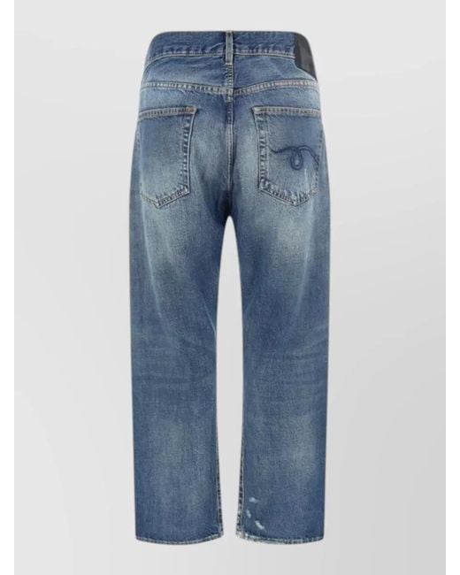 R13 Blue Cotton Crossover Jeans Straight Five Pocket