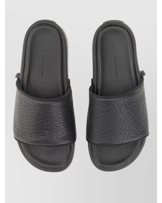 Y-3 Gray Grained Slide Sandals