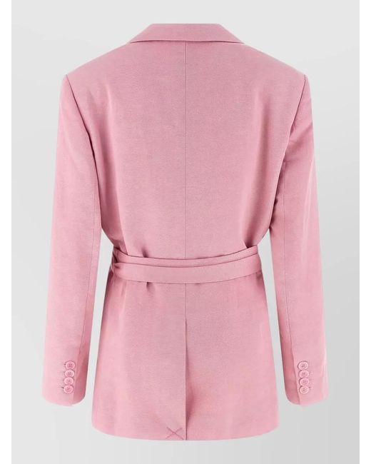 Nude Pink Blazer Jacket Belt Detail Notched Lapels
