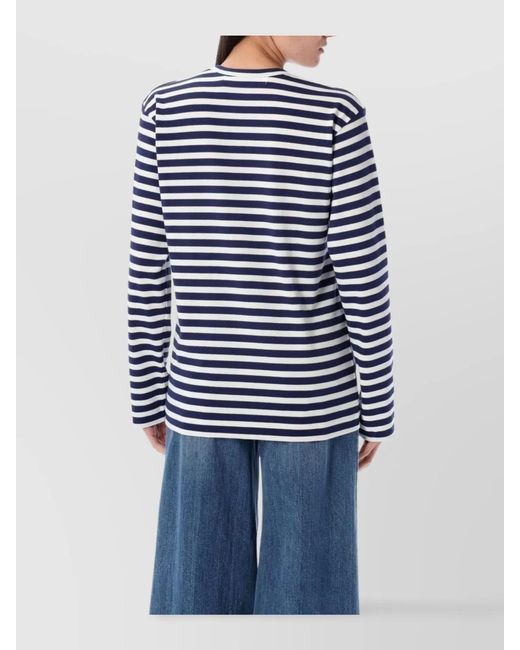 COMME DES GARÇONS PLAY Blue Striped Cotton Long-Sleeve T-Shirt