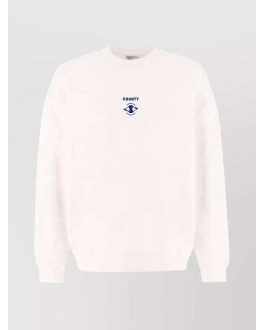 Marcelo Burlon White Cotton Oversized Ribbed Crew-Neck Sweatshirt for men