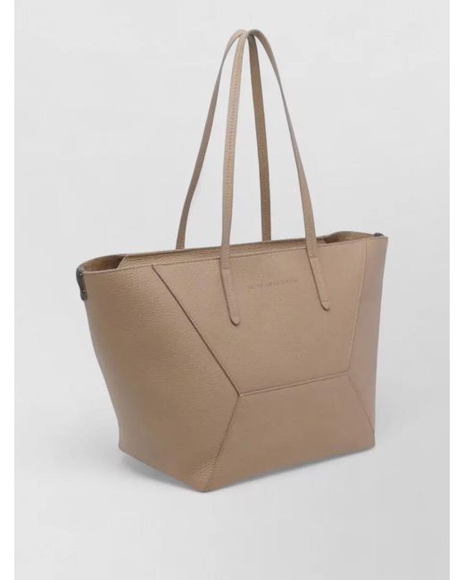 Brunello Cucinelli Natural Shoulder Bag Structured Shape Double Handles