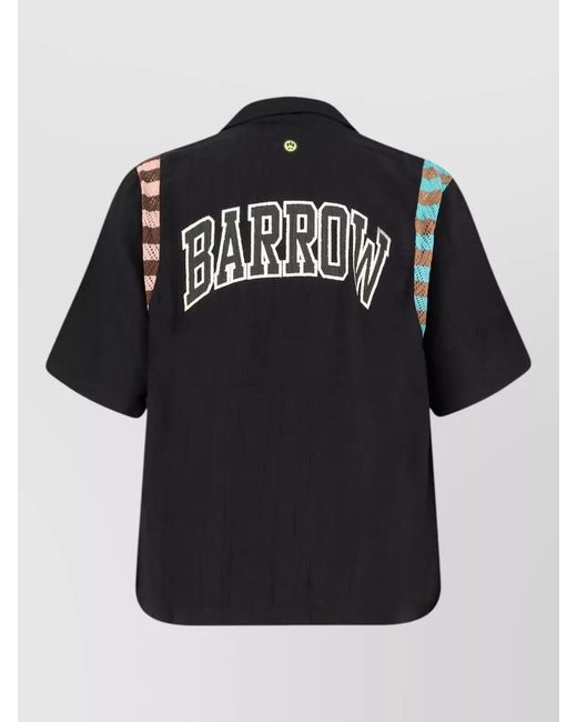 Barrow Black Viscose-Blend Oversized Short-Sleeve Bowling Shirt for men