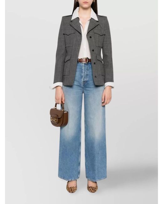Gucci Blue Denim High-Rise Wide-Leg Trousers