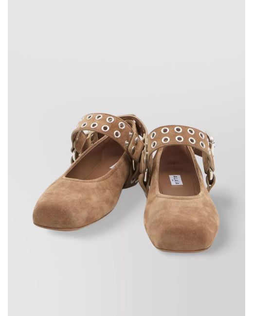 Alaïa White Leather Biker Ballet Flats
