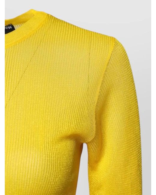 Dolce & Gabbana Yellow Ribbed Long-Sleeve Sweater