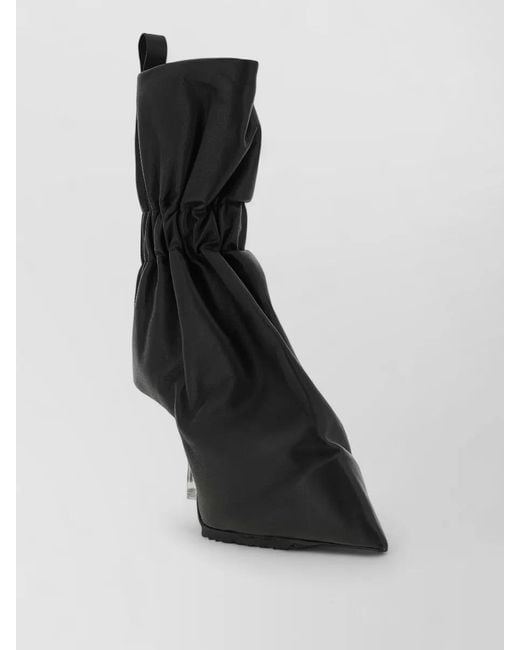 Rick Owens Black Pointed Toe Ankle Boots Clear Heel