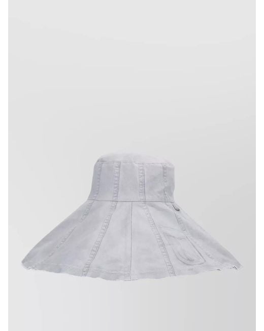 Acne White Wide Brim Hat Stitch Detailing Patch
