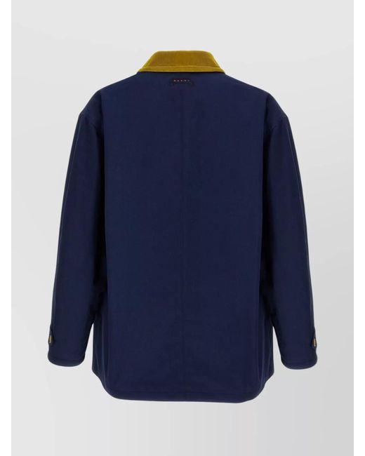 Marni Blue Cotton Regular-Fit Parka Jacket for men