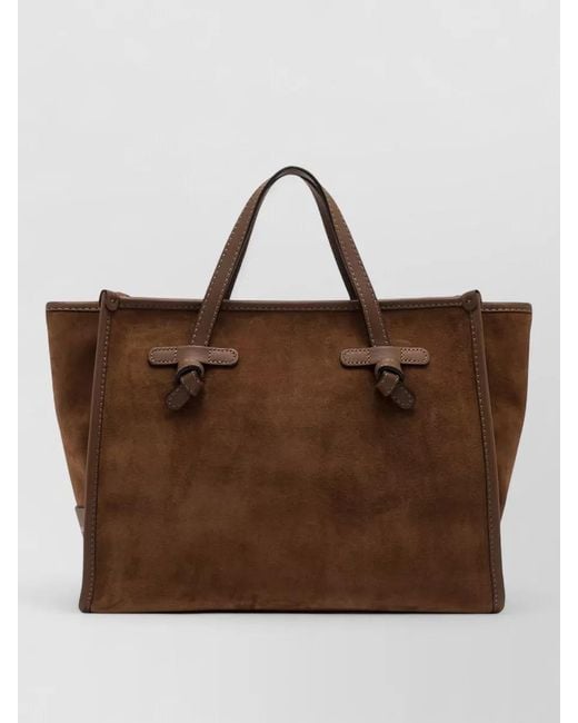 Gianni Chiarini Brown Marcella Shoulder Bag Suede Top Handles Strap
